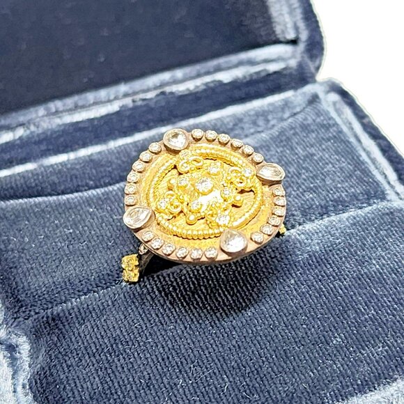 Armenta Old World 18K Gold & Silver Diamond Sapphire Ring 02742 Sz 7 – Excellent - Picture 15 of 16